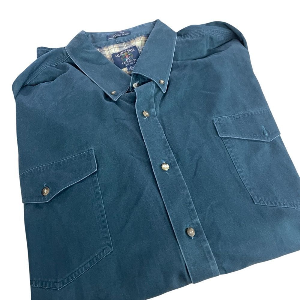 Salmon River size 4X green Button-Up Shirt